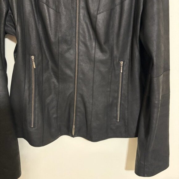 EUC Yansi Fugel Black Genuine Leather Jacket size XL - Picture 3 of 7